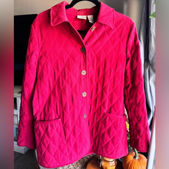 Vintage Koret City Blues Red Quilted Jacket Coat Corduroy Pockets Button Up - Picture 1 of 10